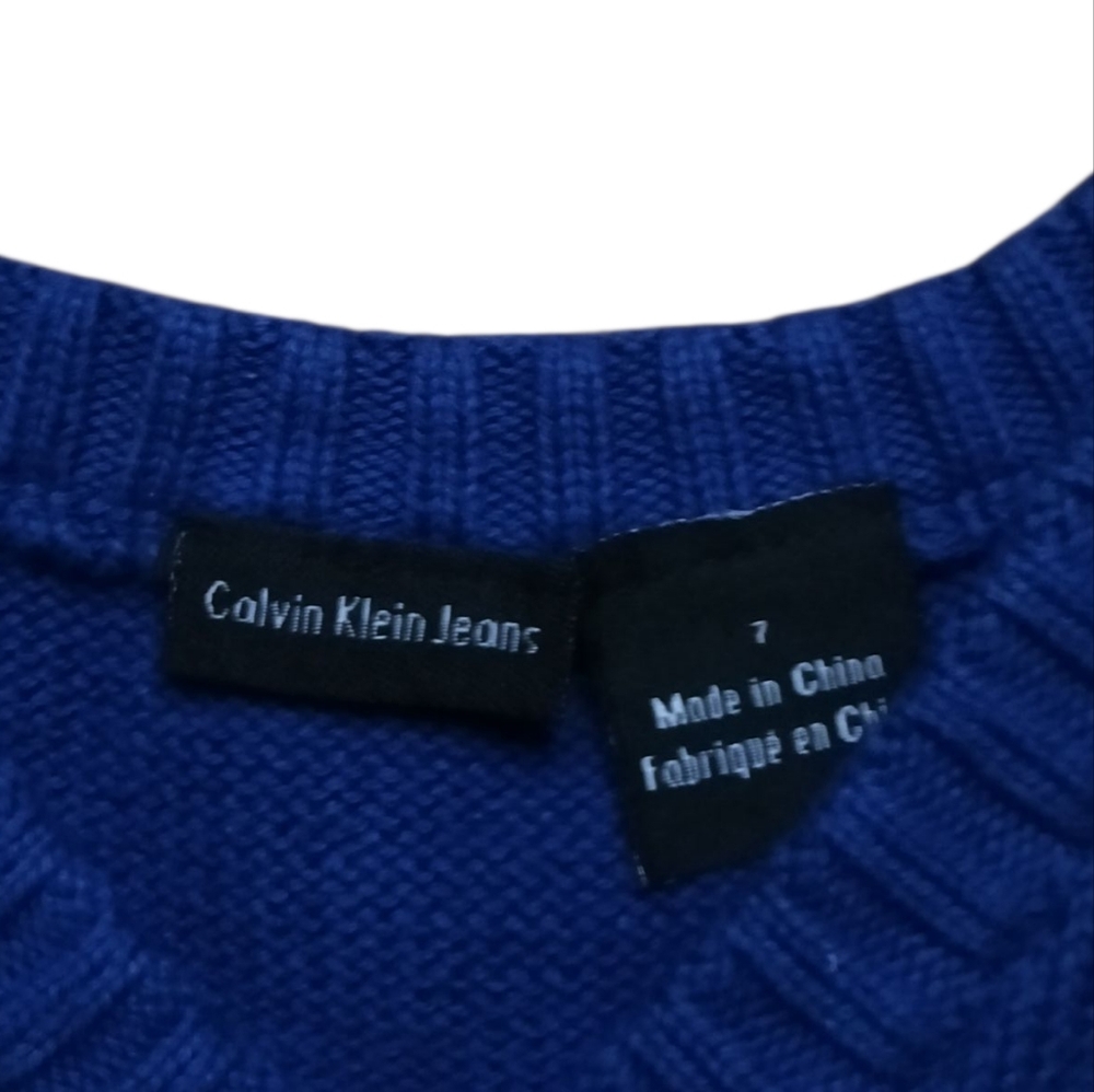 Calvin Klein Blue Cotton Knit Sweater Vest - Picture 2 of 5